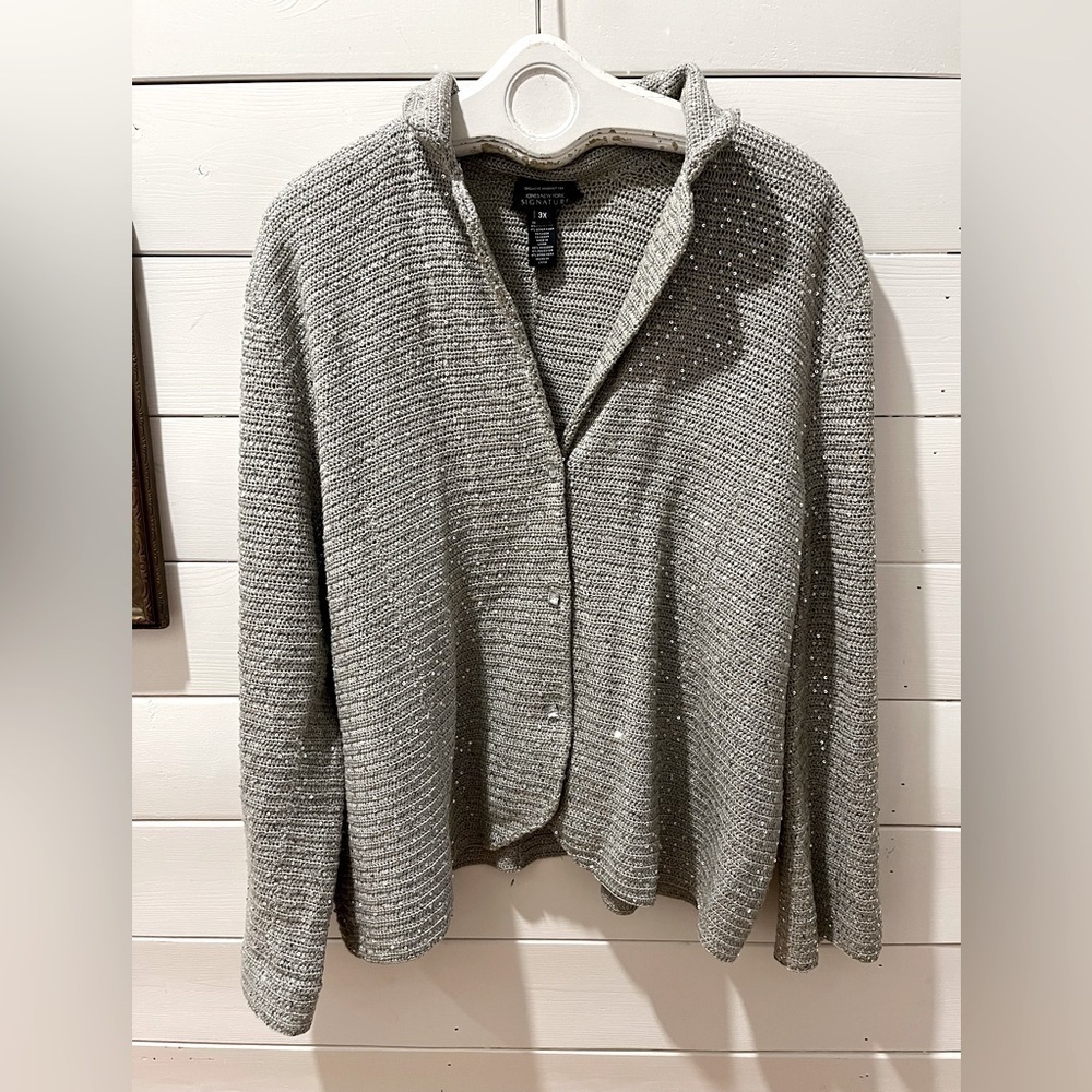 Jones New York Signature – Embellished Handknit Cardigan (3X) - Picture 2 of 10
